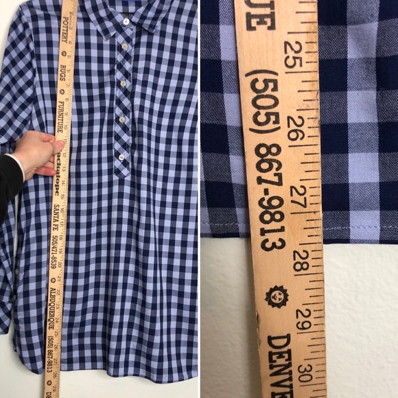 Talbots Gingham Popover Tunic Button Side Blouse - Picture 13 of 16